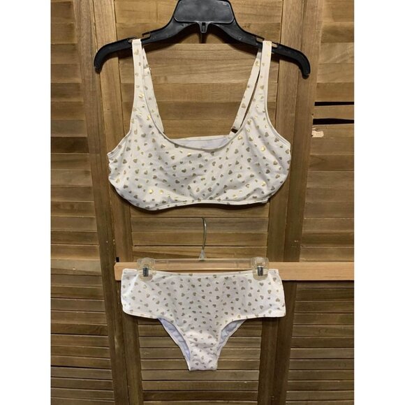 Other - Metallic Hearts White 2 Piece Bikini Womens Size 0XL